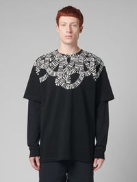 MARCELO BURLON/マルセロブロン/ SNAKE WINGS DBL SLEEVE TEE/BLACK/ブラック