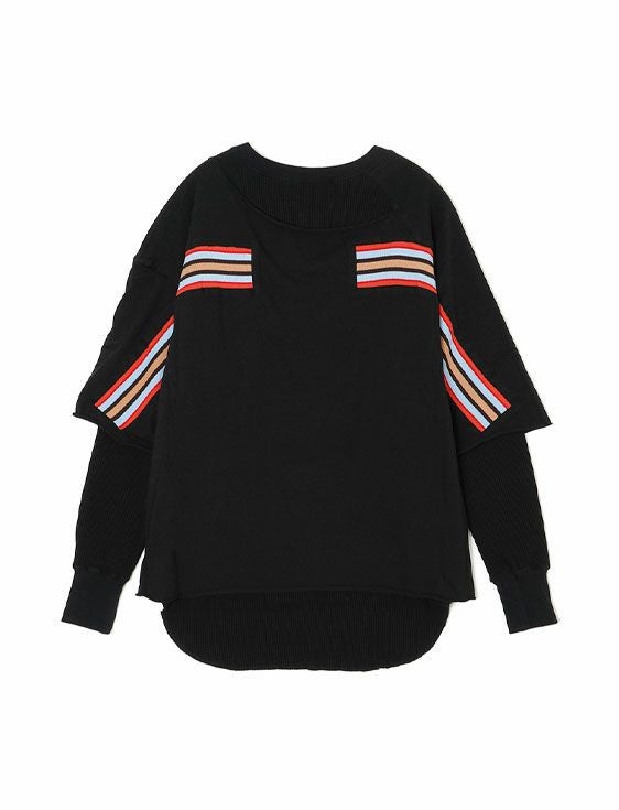 トップス FACETASM ASYMMETRICAL LAYERED RIB LONG T FACETASM/ファセッタズム/ASYMMETRICAL LAYERED RIB LONG TEE/BLACK