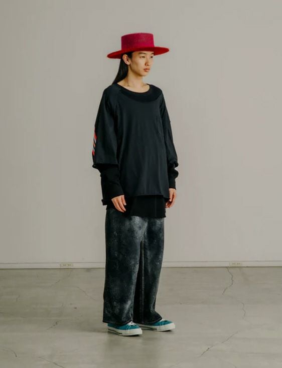 トップス FACETASM ASYMMETRICAL LAYERED RIB LONG T FACETASM/ファセッタズム/ASYMMETRICAL LAYERED RIB LONG TEE/BLACK