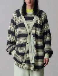 FACETASM/ファセッタズム/LAYERED WAFFLE KNIT CARDIGAN/GRAY/グレー