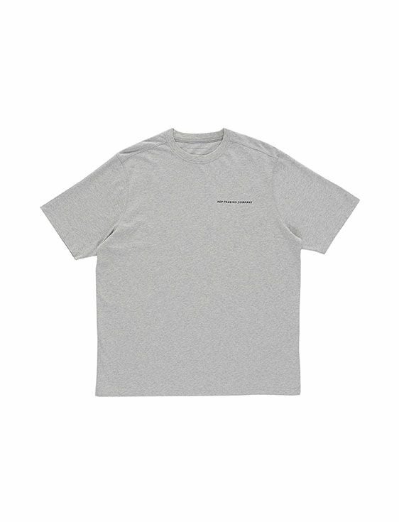 POP TRADING COMPANY/ポップトレーディングカンパニー/REFLECTIVE LOGO T-SHIRT IN GREY HEATHER/GRAY/グレー