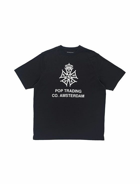 POP TRADING COMPANY/ポップトレーディングカンパニー/FOUR DAYS T-SHIRT IN BLACK/BLACK/ブラック
