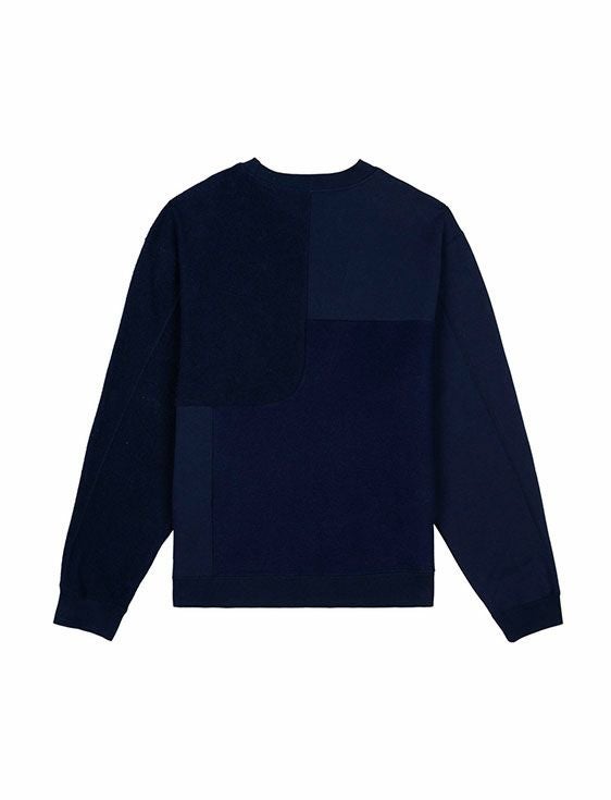 BRAINDEAD/ブレインデッド/PANELED LONG SLEEVE CREWNECK/NAVY/ネイビー