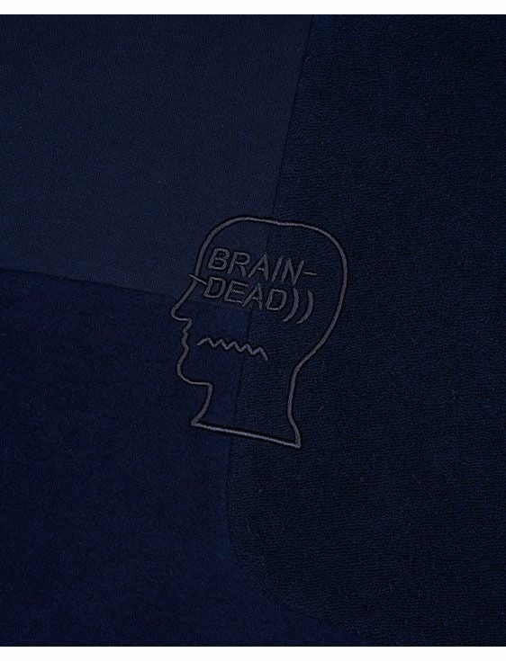 BRAINDEAD/ブレインデッド/PANELED LONG SLEEVE CREWNECK/NAVY/ネイビー
