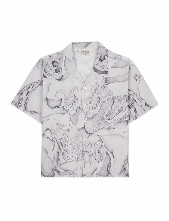 BRAINDEAD/ブレインデッド/DRAGONSPEAKER SEERSUCKER SHORT SLEEVE BUTTON UP/GRAY/グレー