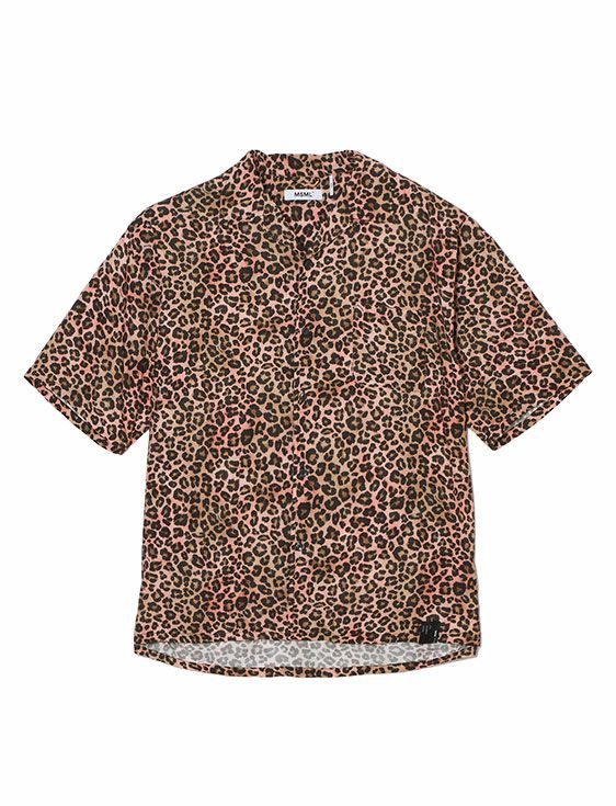 MSML/エムエスエムエル/LEOPARD OPEN COLLAR SHORT SLEEVE SHIRTS/PINK