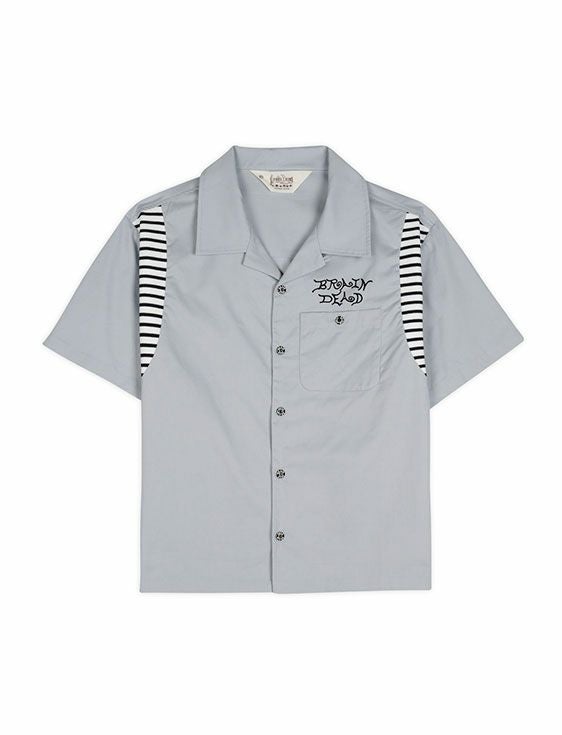 BRAINDEAD/ブレインデッド/COBRA FLOCKED BOWLING SHIRT/STONE/ストーン