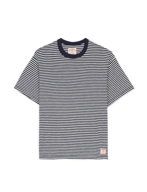 BRAINDEAD/ブレインデッド/BROOKS BROTHERS CALIFORNIA LOOSE KNIT STRIPED TEE/NAVY/ネイビー
