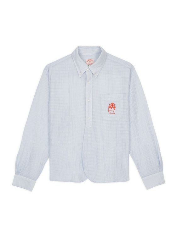 BRAINDEAD/ブレインデッド/BROOKSBROTHERS HALF PLACKET OXFORD BUTTON UP SHIRT/ICE/アイス