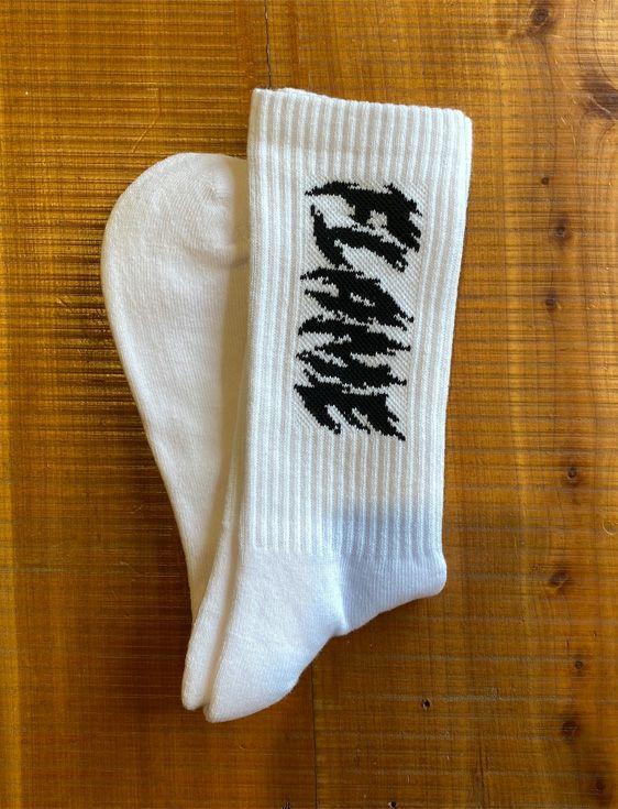 KARYU/花柳/カリュウ/花柳 KARYU FLAME & WAVE SOCKS/WHITE/ホワイト